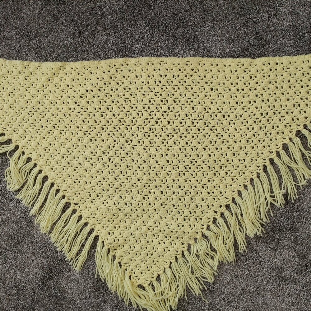 Yellow Crochet Shaw Handmade approx 75 x 52